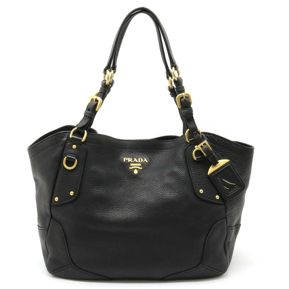 Prada Tote Tessuto Saffiano Bag Shoulder Leather NERO Black